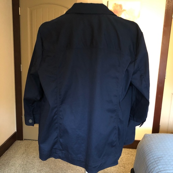 CJ Banks Navy lightweight jacket; 2x; 3/4 sleeve - Picture 2 of 5